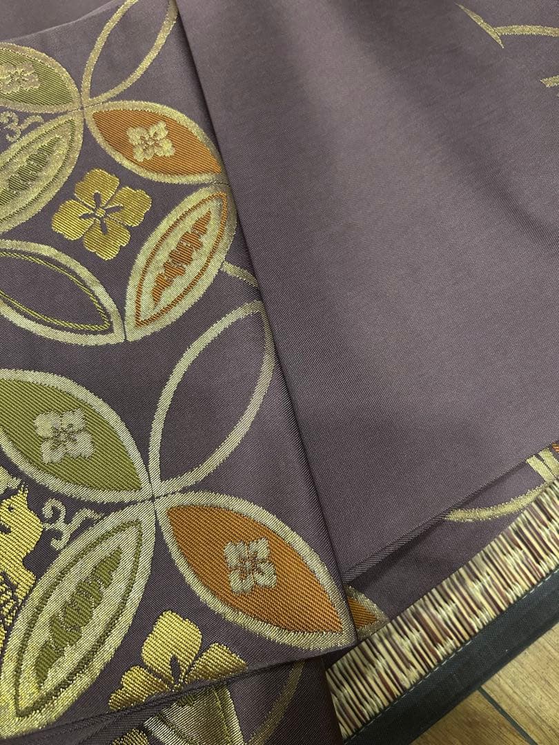 勝山織物　七宝連環　正絹西陣本袋帯　桐箱入り