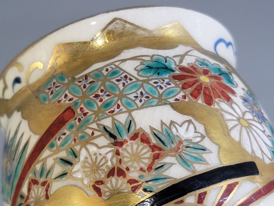 DT530 茶道具 色絵 扇流紋 皆具 共箱