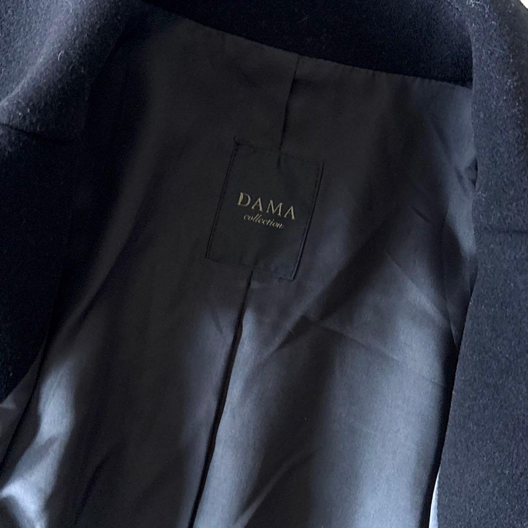 美品 ダーマコレクション 異素材切替 ウールコート ブラック 13AR ゆったり