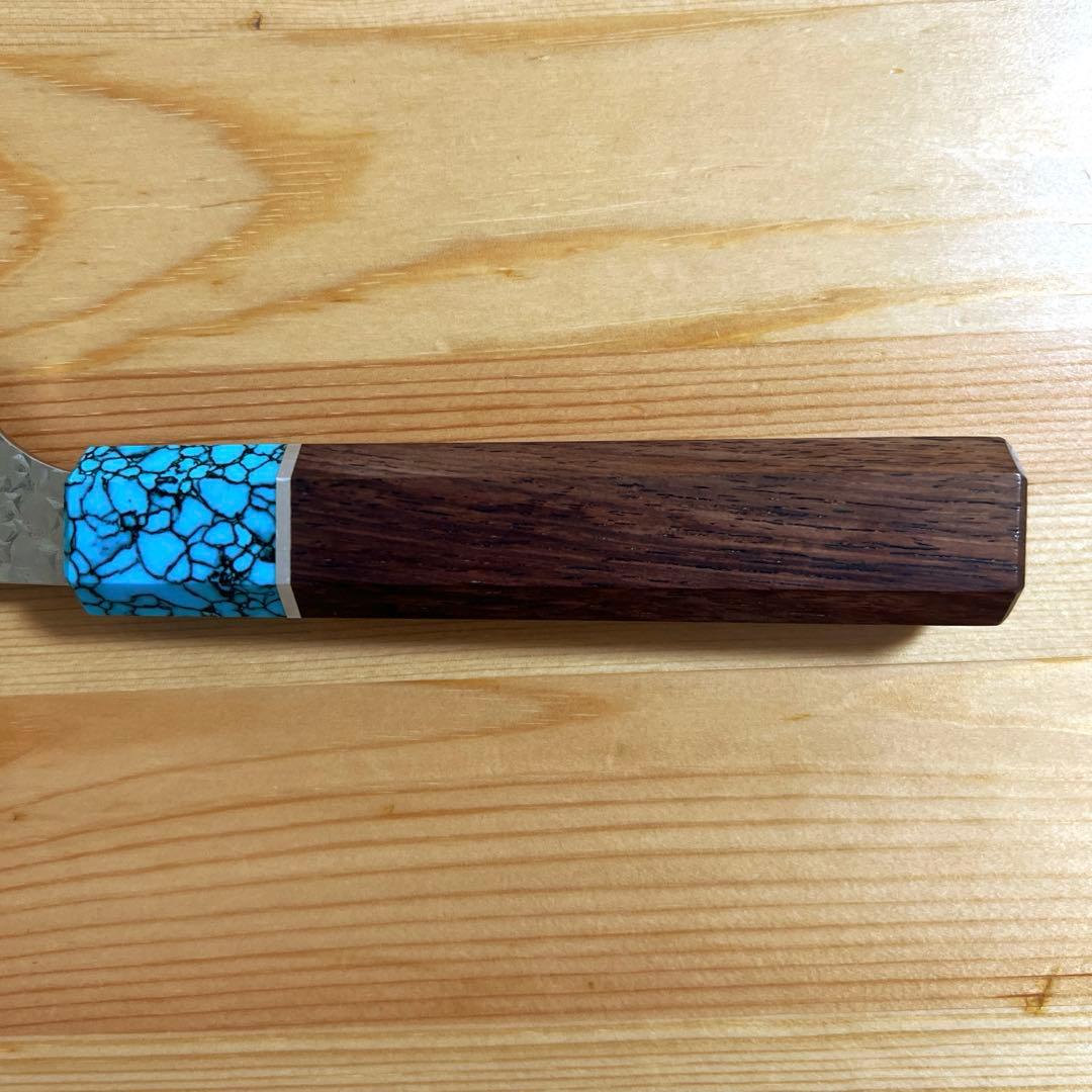 黒崎優 「閃光・鋭」筋引き包丁 240mm ウエンジ柄 ターコイズ桂