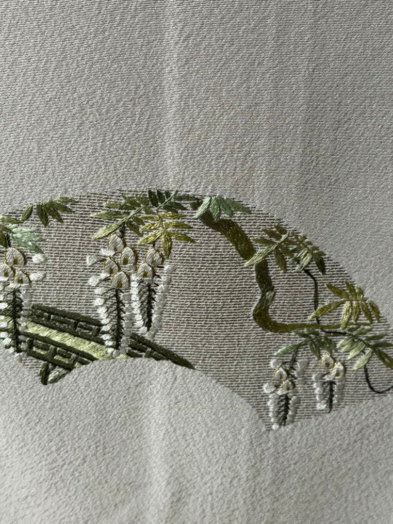 訪問着フルセット　総刺繍　扇面に藤の花