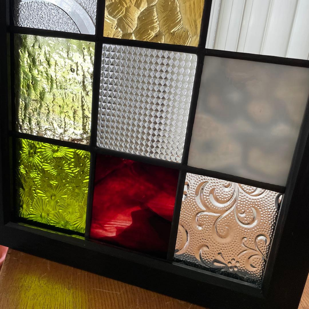 ステンドグラス　パネル　和モダン　格子戸