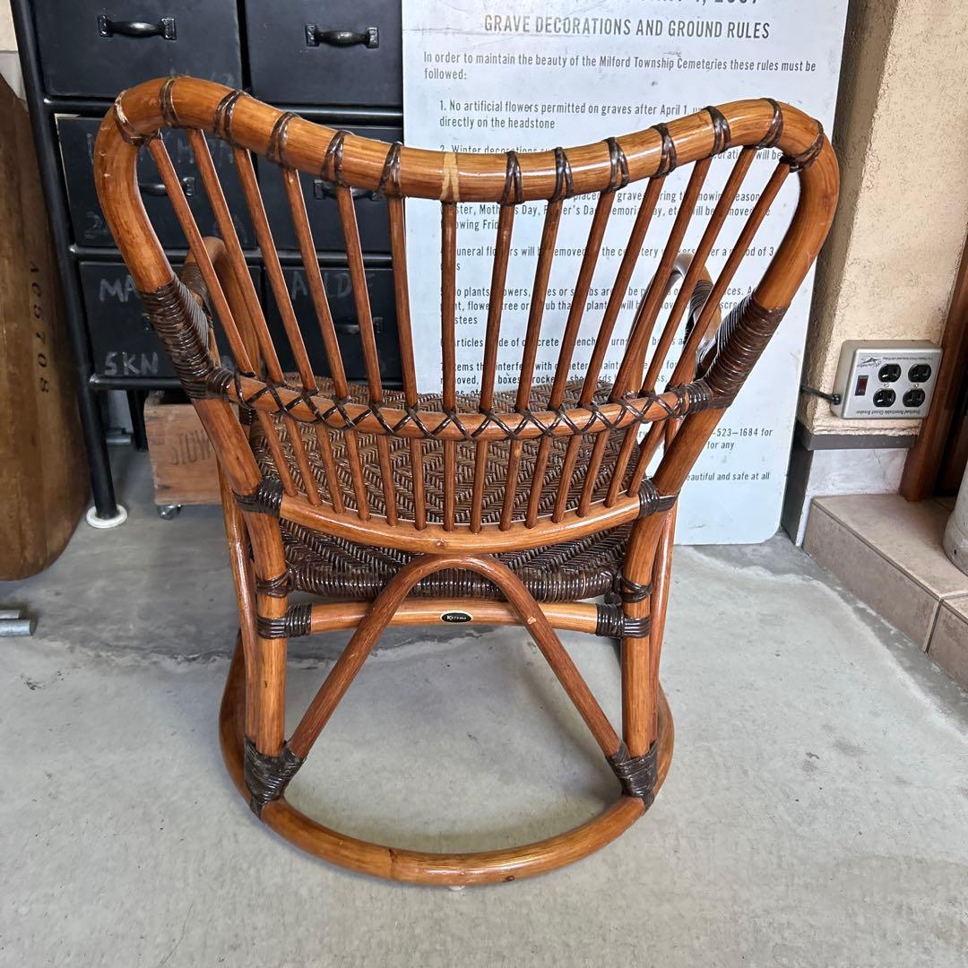 【希少】カザマ Kazama ヴィンテージ ラタン アームレスト付チェア