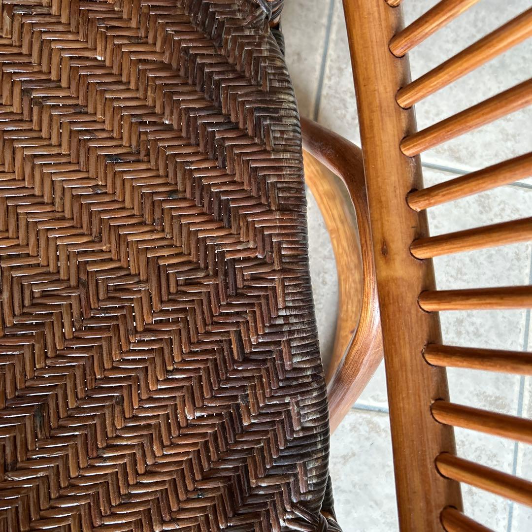 【希少】カザマ Kazama ヴィンテージ ラタン アームレスト付チェア