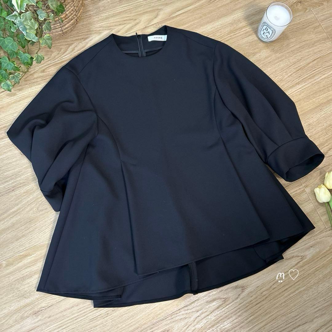 ADOREアドーア　クリアボンディングブラウス　38　長袖　フレアシルエット