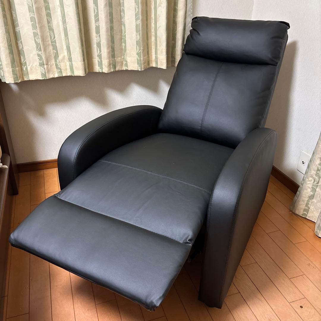 【 直接引取希望 】リクライニングチェアー 1人用 ブラック 合成皮革