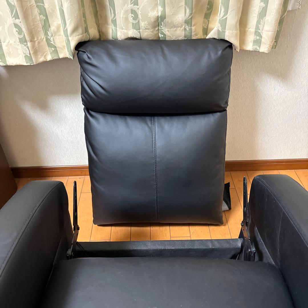 【 直接引取希望 】リクライニングチェアー 1人用 ブラック 合成皮革