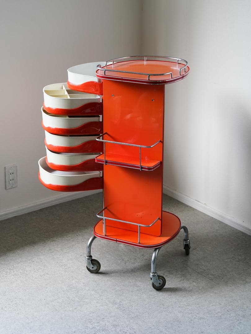 70's vintage スペースエイジ ツールワゴン シェルフ ポストモダン