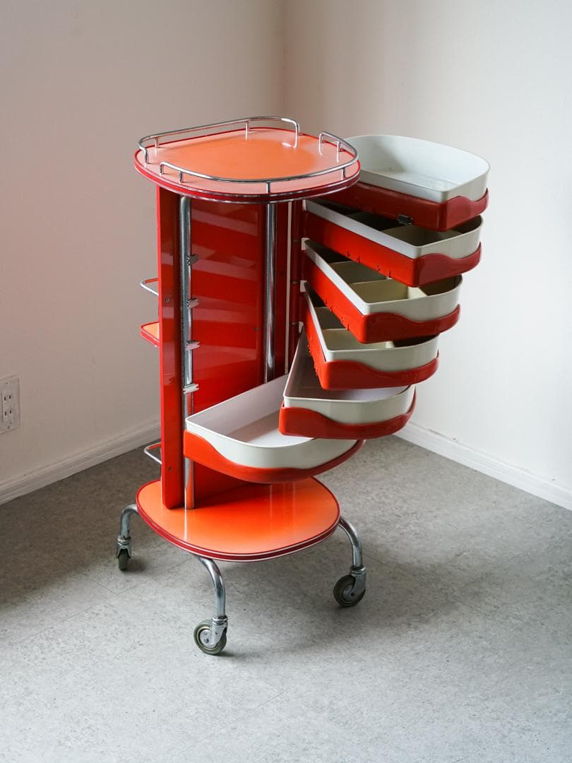 70's vintage スペースエイジ ツールワゴン シェルフ ポストモダン