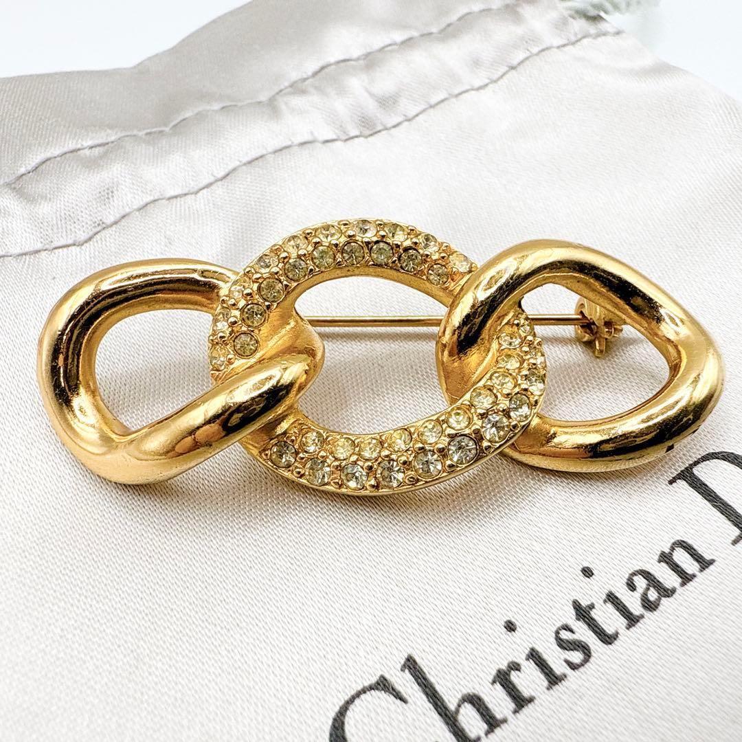 2528極美品✨Dior　ブローチ　CD　ロゴ　希少　刻印