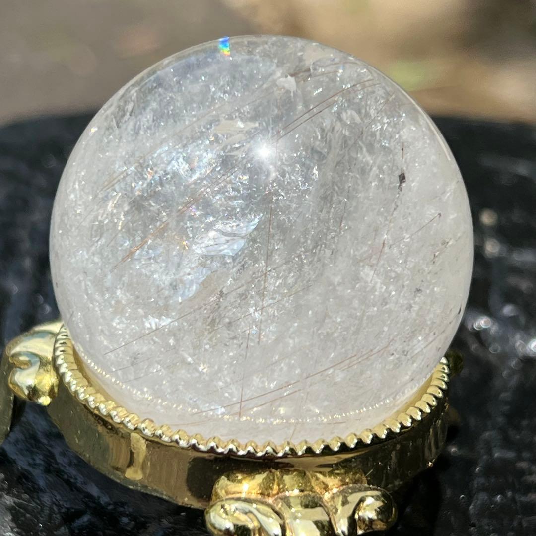 ✨キラッキラ✨ゴールドルチルインクォーツ 丸玉 天然石 パワーストーン 原石