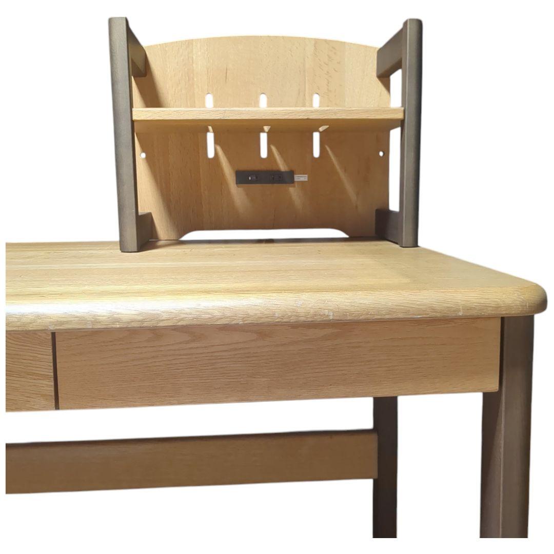 飛騨産業 デスク 両枠脚 ブックスタンド 天然木 5口 コンセン付き