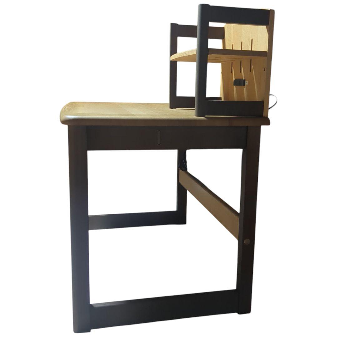 飛騨産業 デスク 両枠脚 ブックスタンド 天然木 5口 コンセン付き