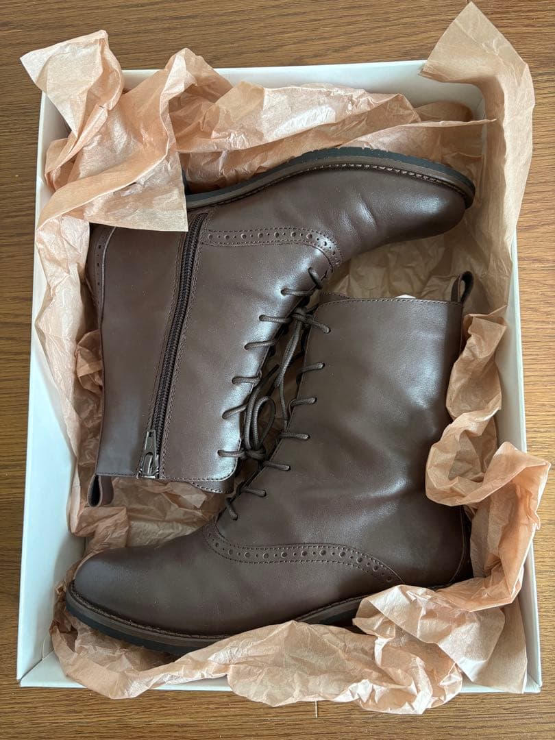 あしながおじさん　ダークブラウン レースアップブーツ