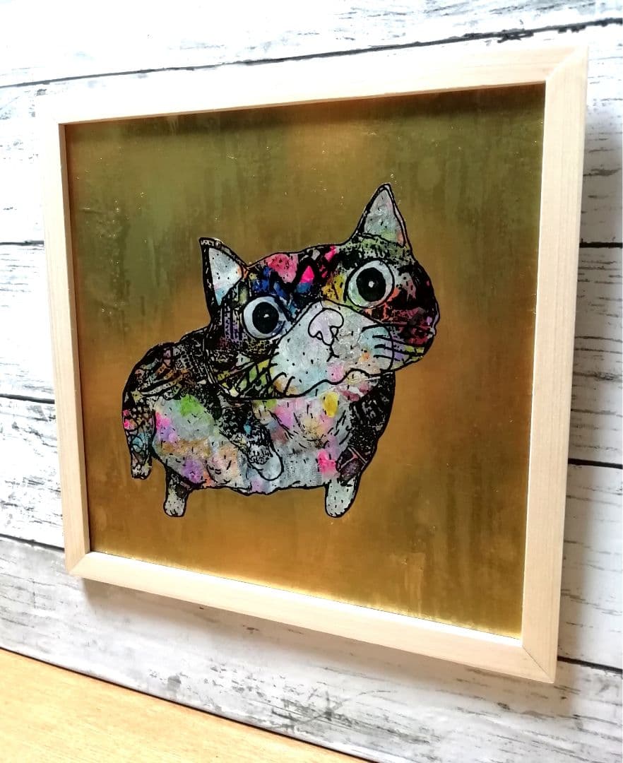 売約済み　依頼者優先作品2 猫の額付き銅版画6 プカプカ猫
