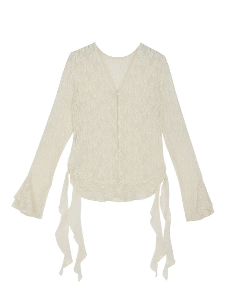 UND 2WAY CUT LACE FRILL TOP アイボリー