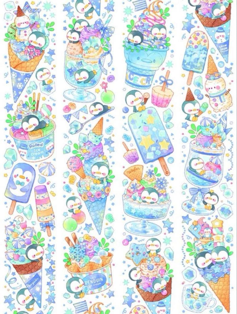 海外 PETテープ マスキングテープ ぺんぎんフラペチーノ