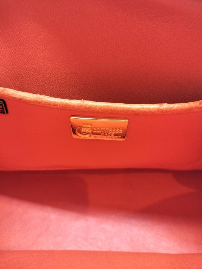 ■COMTESSE■オーストリッチ　バニティ型　ハンドバッグ　オレンジ