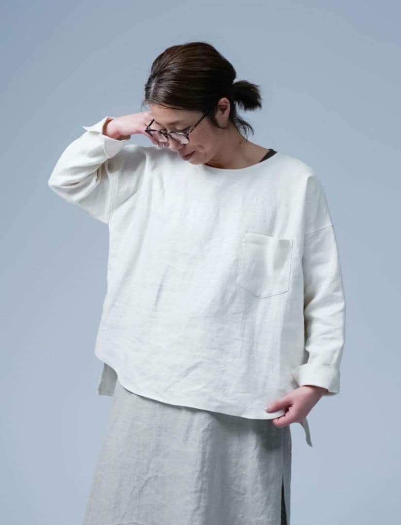 wafu.リネントップス ポケット付き ゆるT