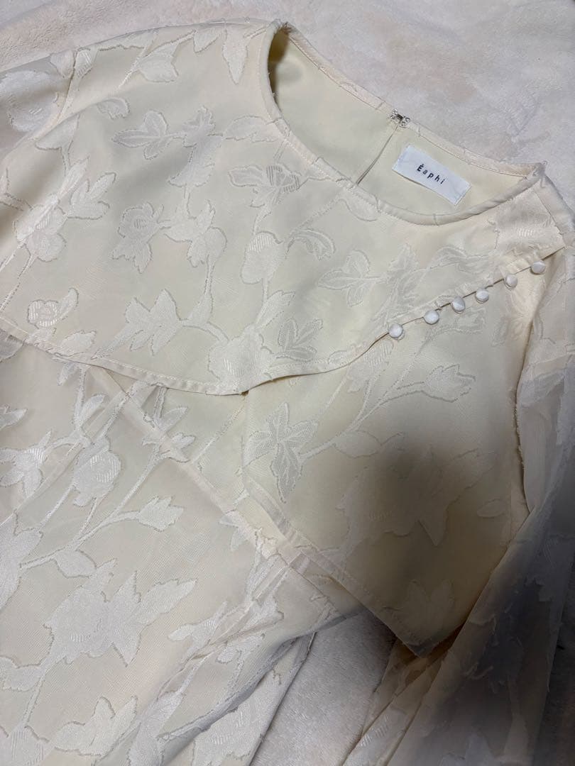トップス Eaphi leaf jacquard sheer dress ivory