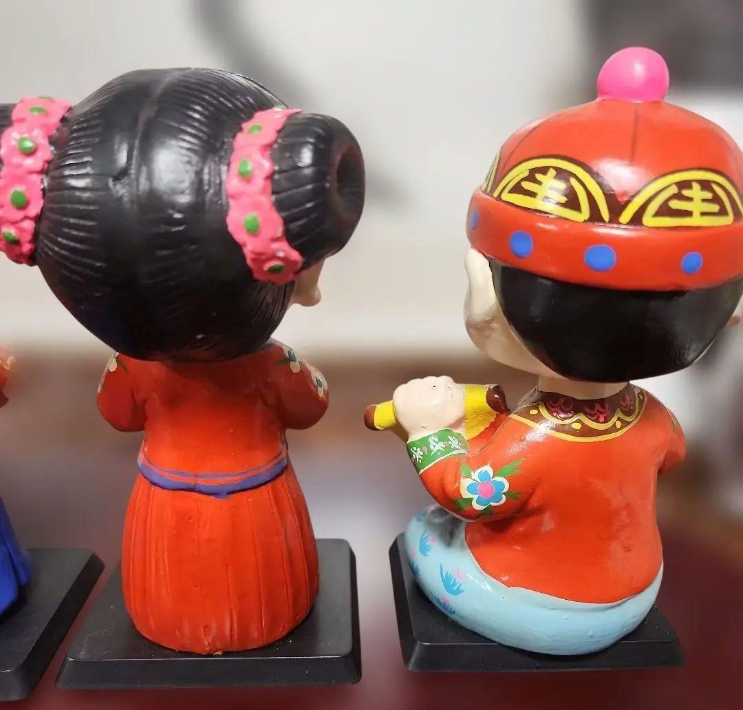 中国風 子供の陶器置物 4点セット