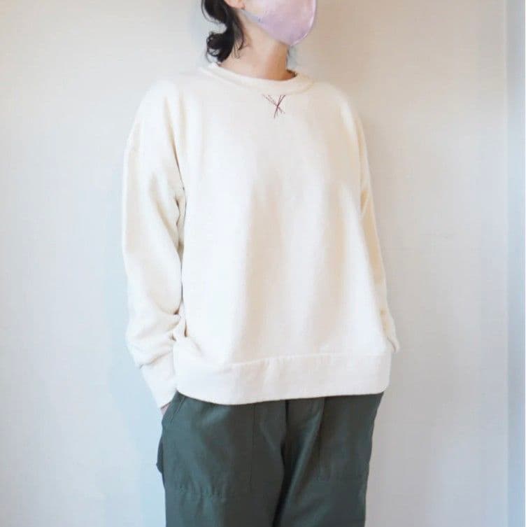 快晴堂 3飛び裏起毛 無地 Girl’sトレーナー 生成り 大きめ