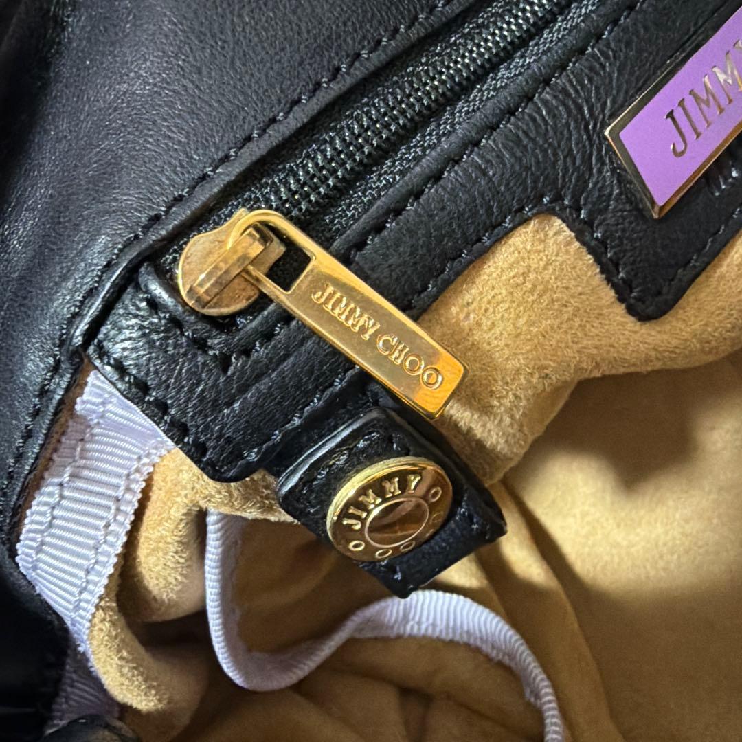 美品 JIMMY CHOO ジミーチュウ ラムスキン ゴールド金具 ハンドバッグ