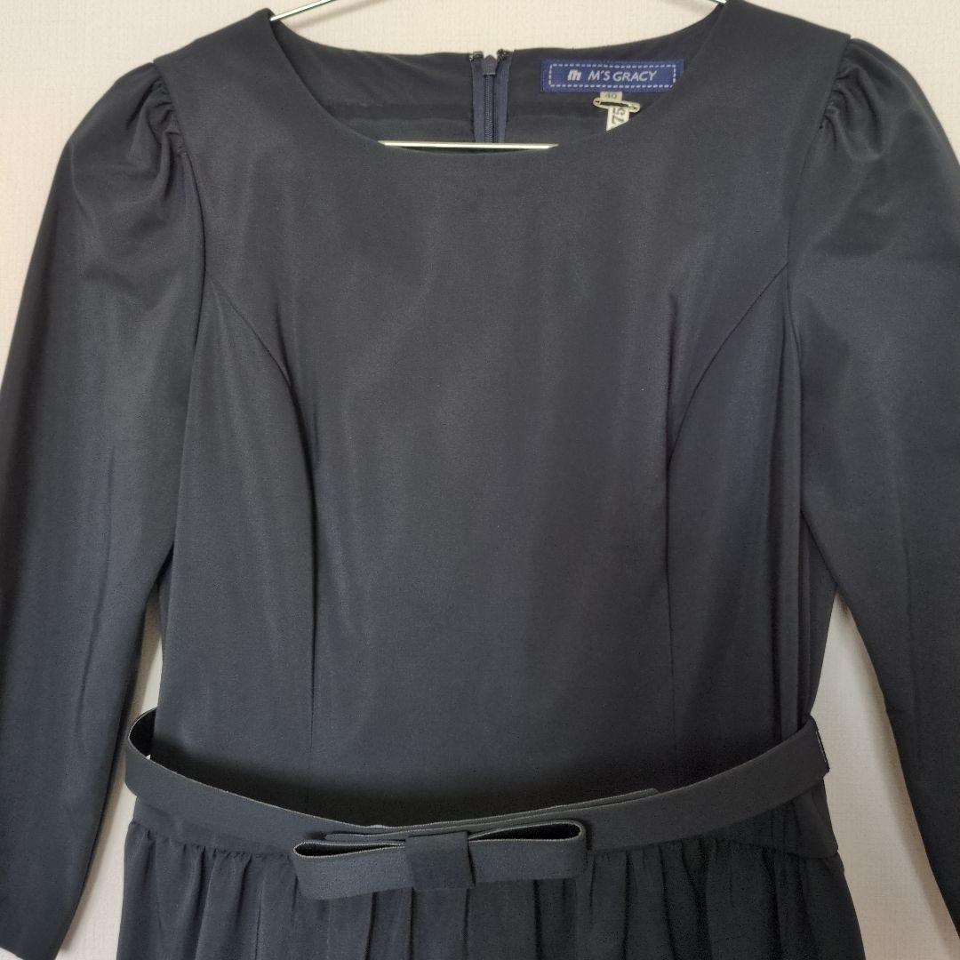 エムズグレイシー　ワンピース　セレモニー　紺色　フリル　卒業式　入学式　Lサイズ