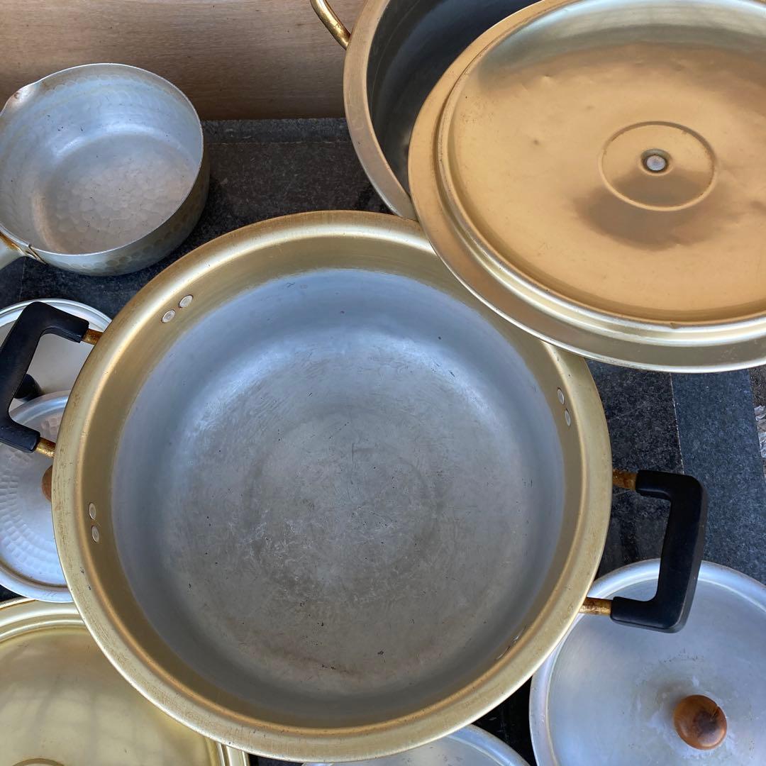 鍋セット 6点 金色と銀色いろいろ蓋のみあり