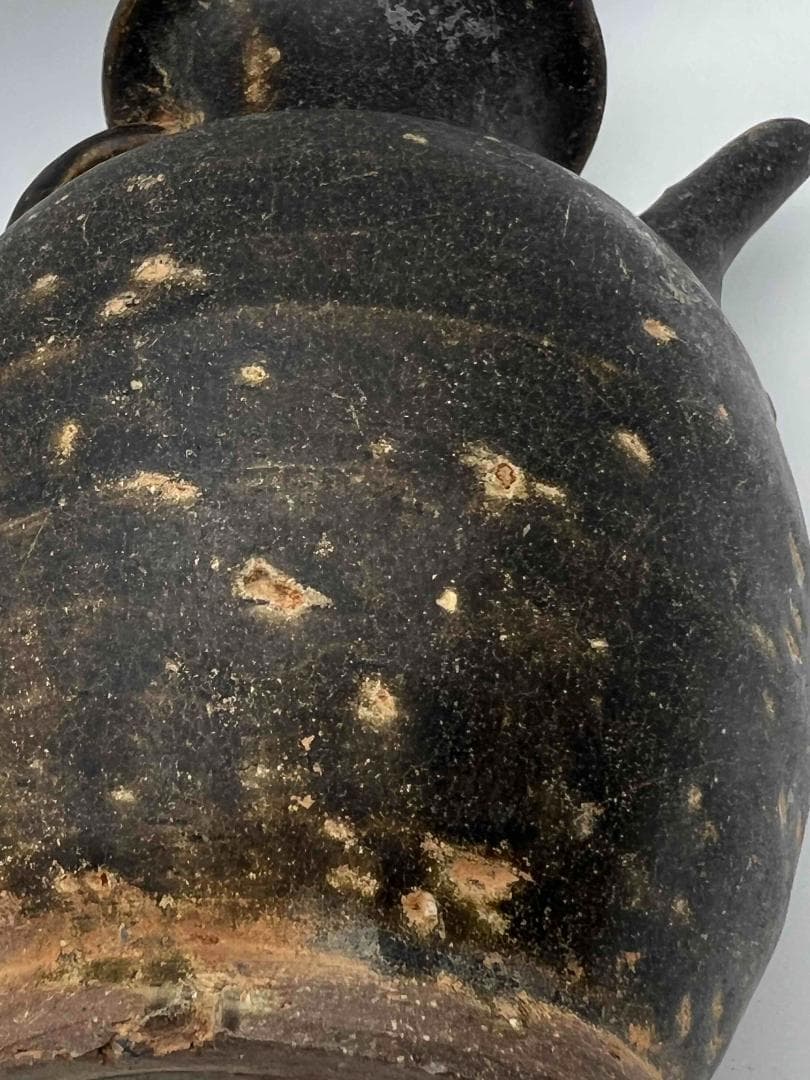 宋 古吉州窯黑釉執壺 水注 水滴　水指　水差し 古賞物　華道　香具(A-61)