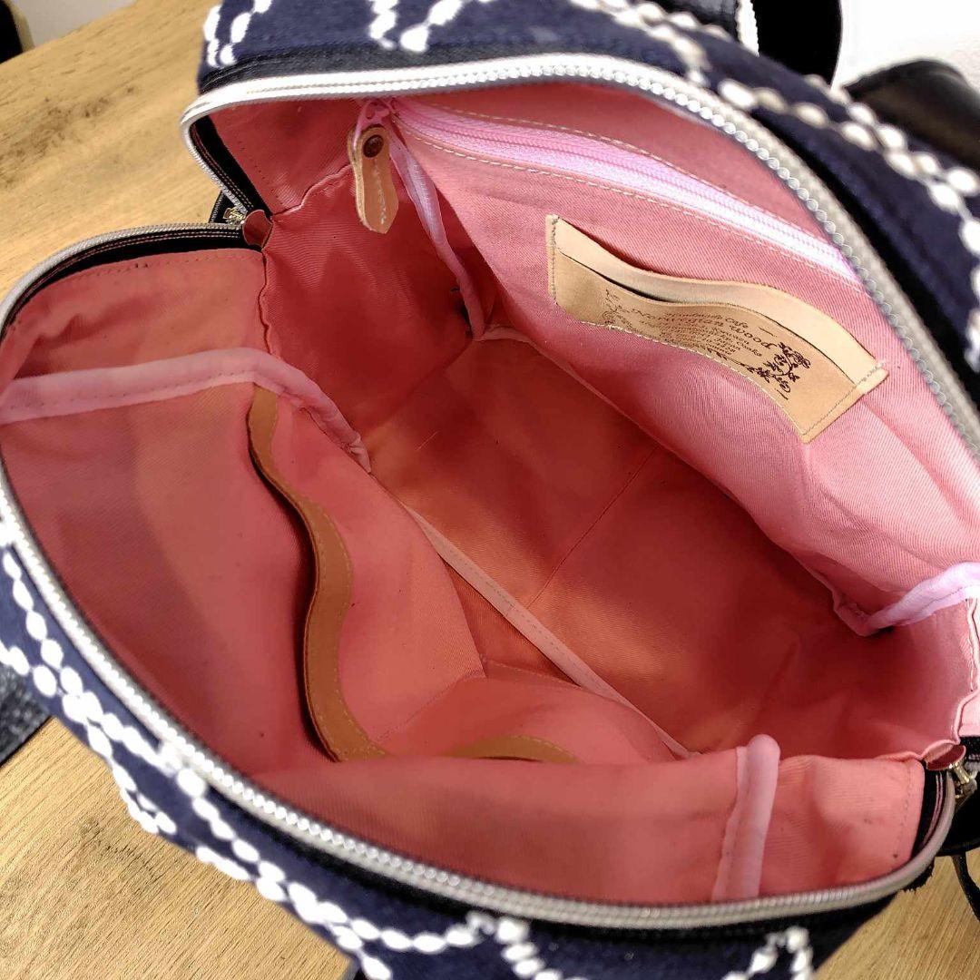 【専用】ミナペルホネン/タンバリンネイビー/ボストン型トートリュック本革黒