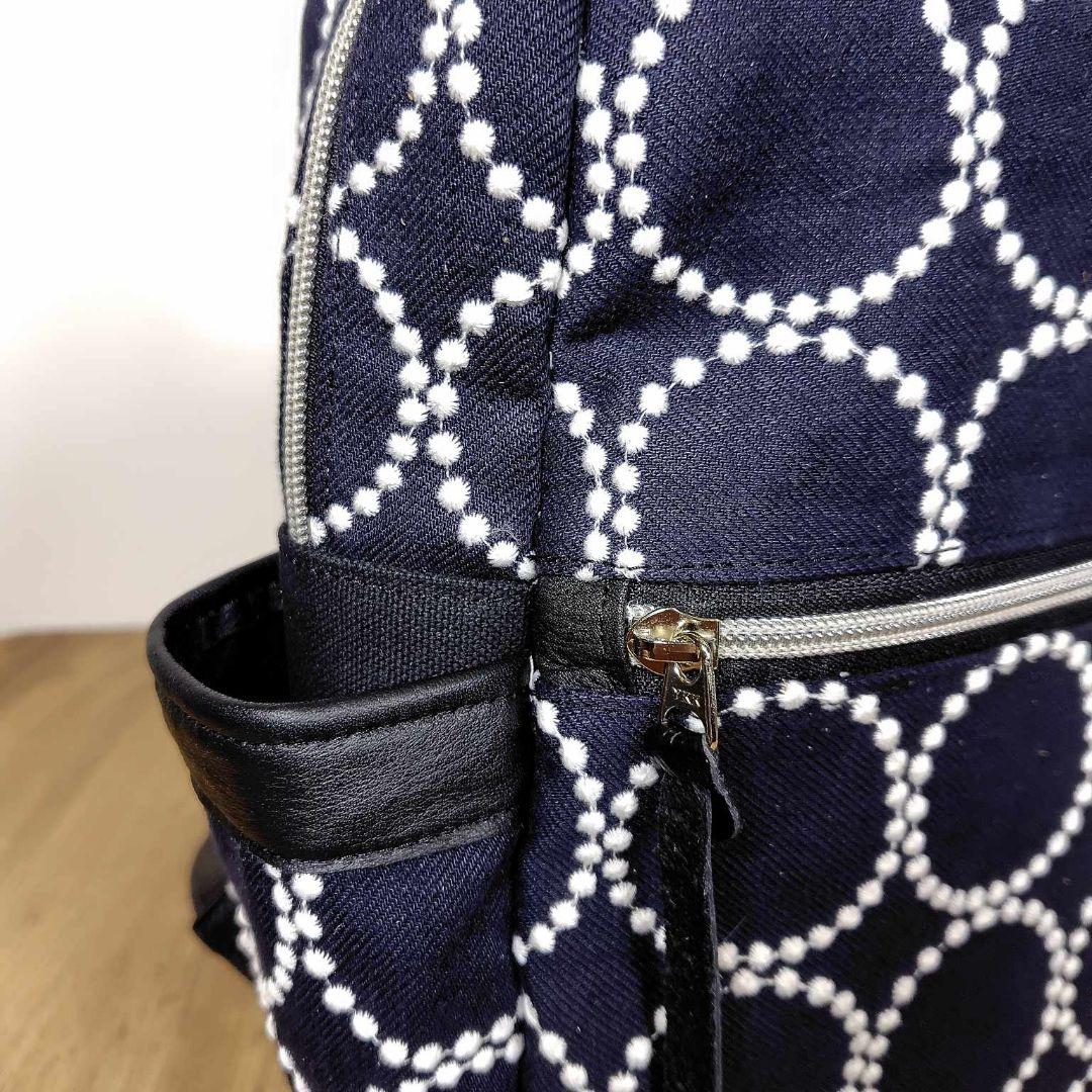 【専用】ミナペルホネン/タンバリンネイビー/ボストン型トートリュック本革黒