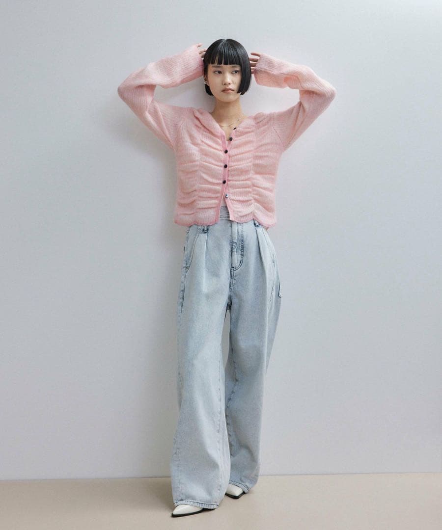 [ADAM ET ROPÉ] 2025AW ダブルモヘアシャーリングカーディガン