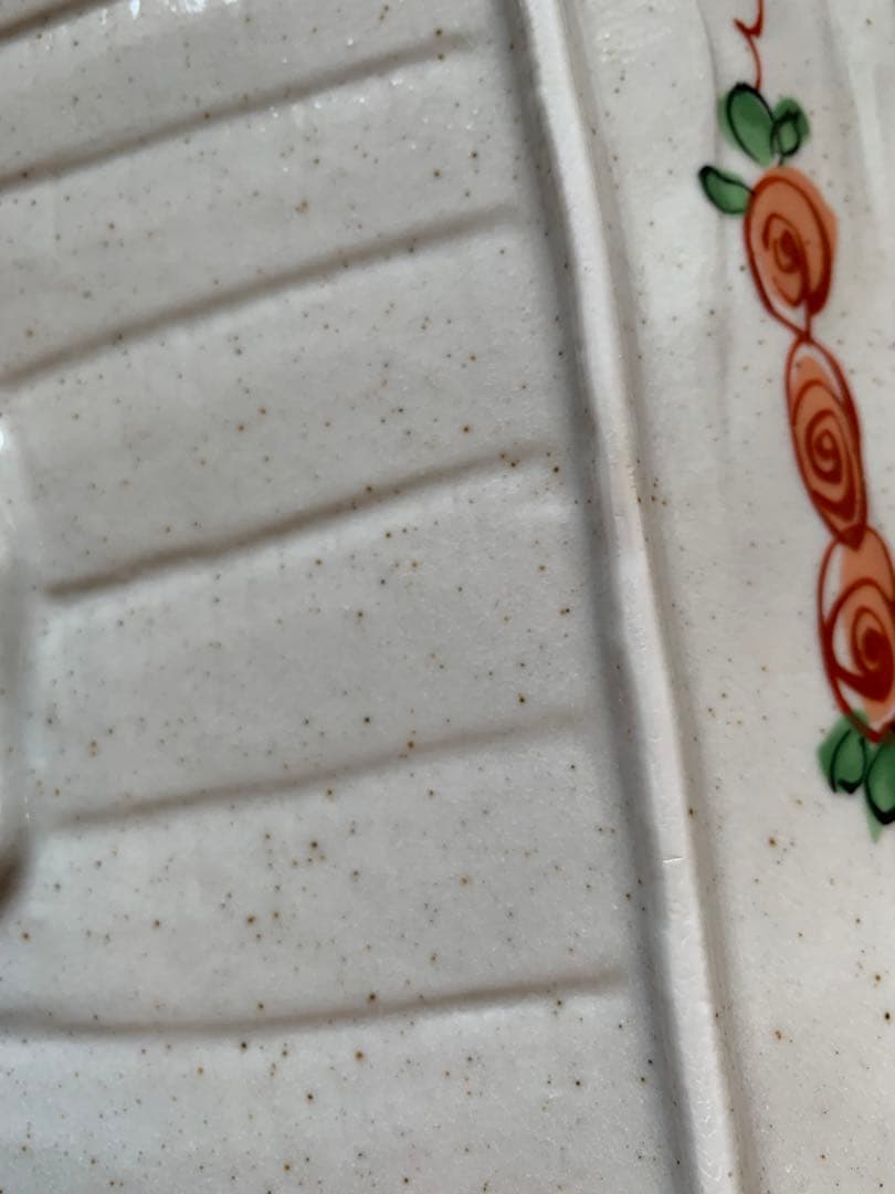 美濃焼　魚と花の柄　陶器皿 大皿　木箱付き