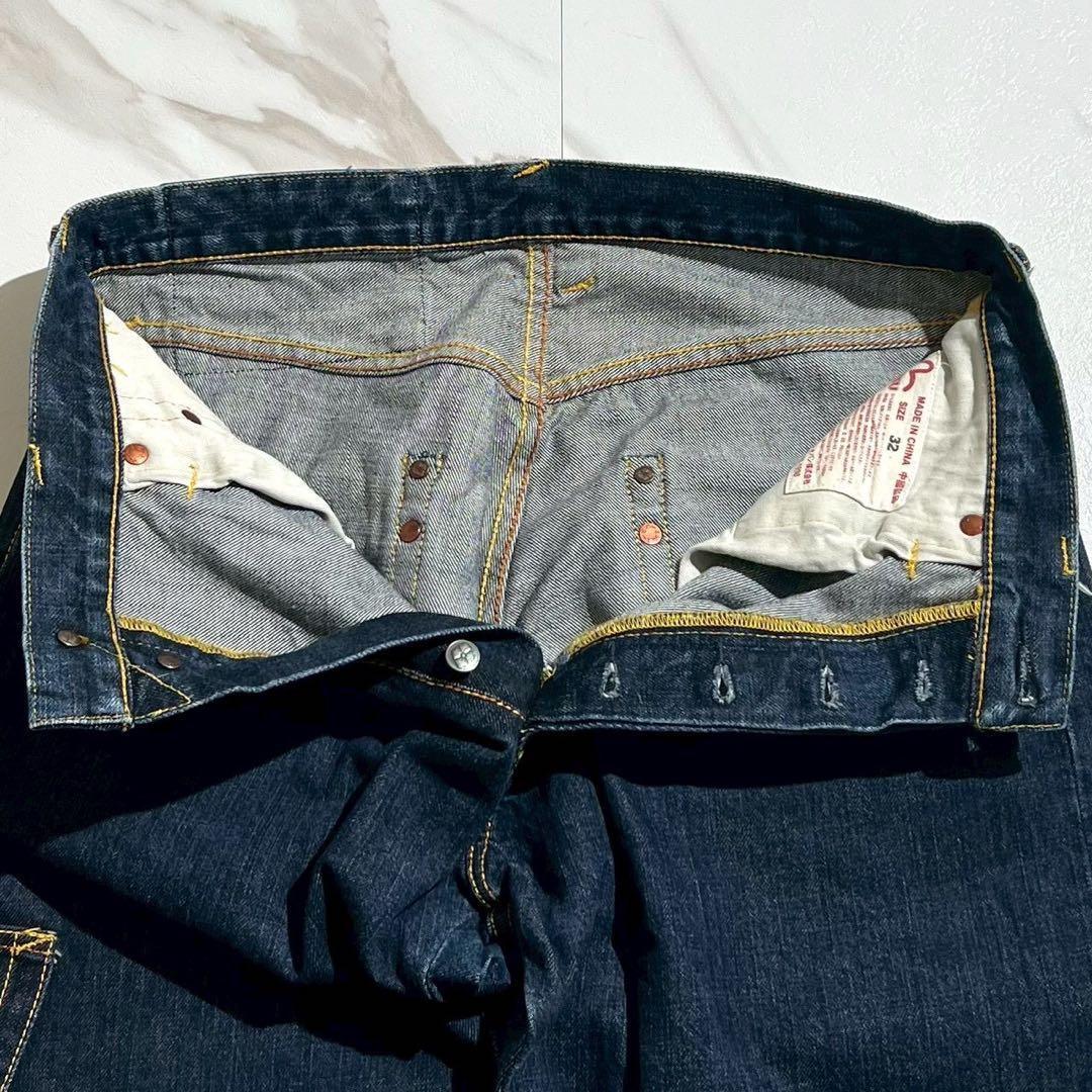 美品✨EVISU 大黒 メニーポケット 赤耳 カモメプリントデニムパンツ 濃紺