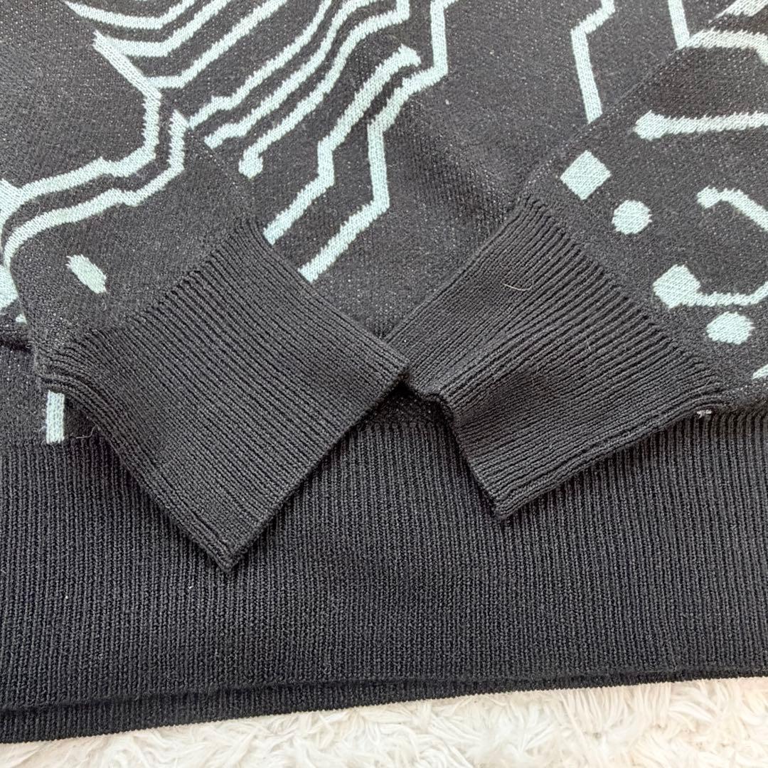 希少 ICE&TECHNO 回路図柄 ハイネックニット ブラック ブルー M