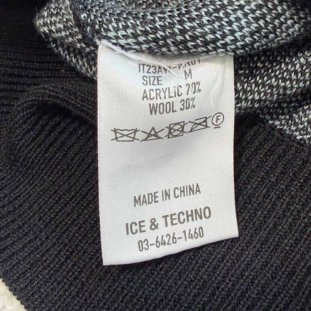 希少 ICE&TECHNO 回路図柄 ハイネックニット ブラック ブルー M