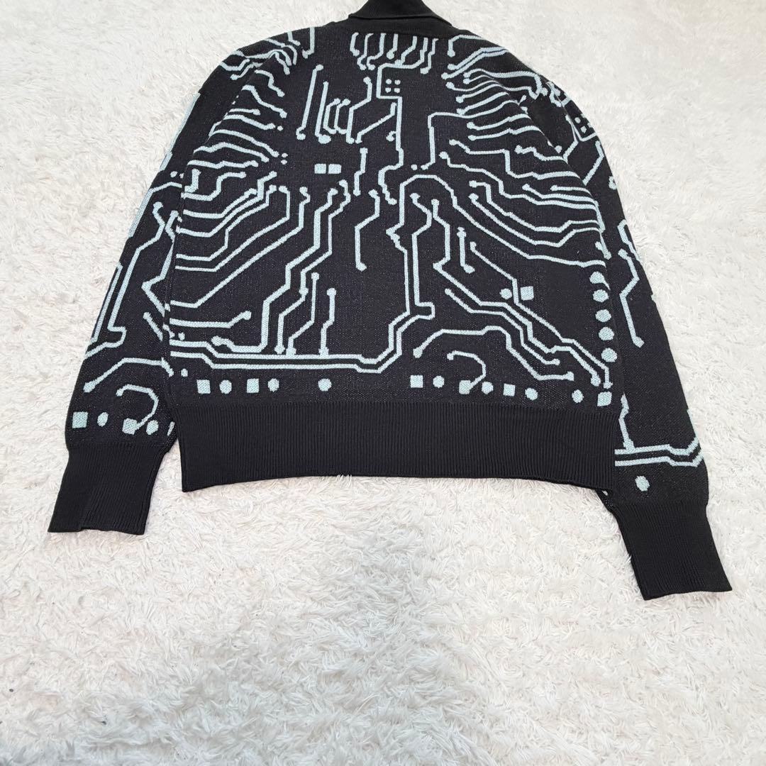 希少 ICE&TECHNO 回路図柄 ハイネックニット ブラック ブルー M