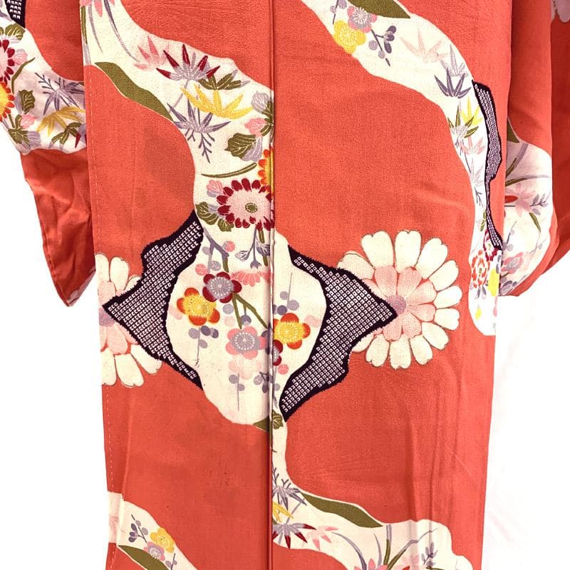 409aj72■十三参り 卒業式 アンティークジュニア着物＆袋帯■良好