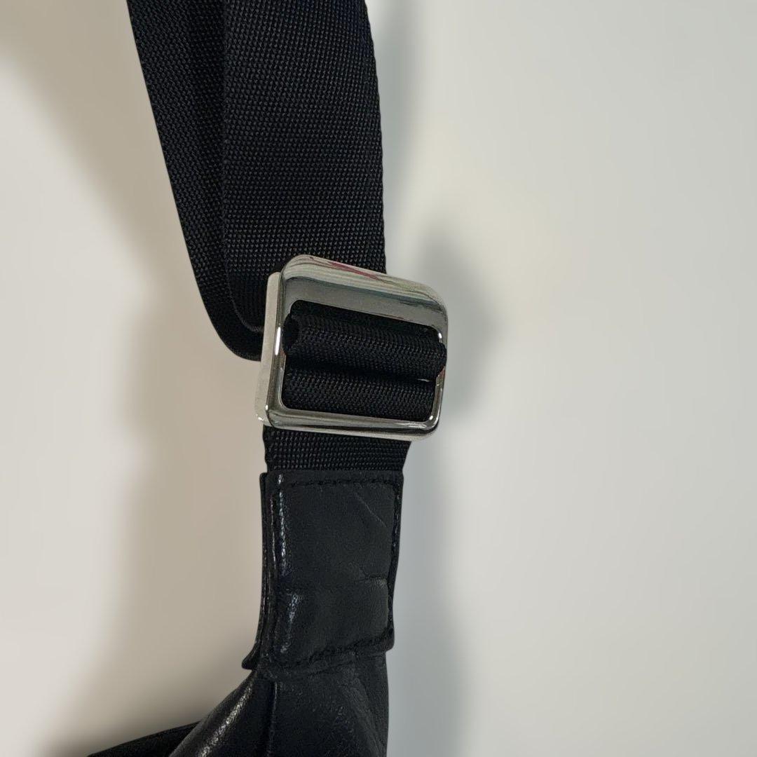 超美品ラシット ソフトレザーラウンドショルダーバッグ 金具シルバー