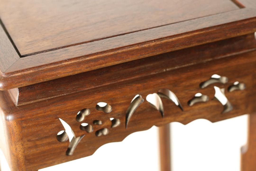 古道具 かりん 無垢材 花台 透かし彫り 高卓 飾台 時代物 盆栽台 唐木 骨董