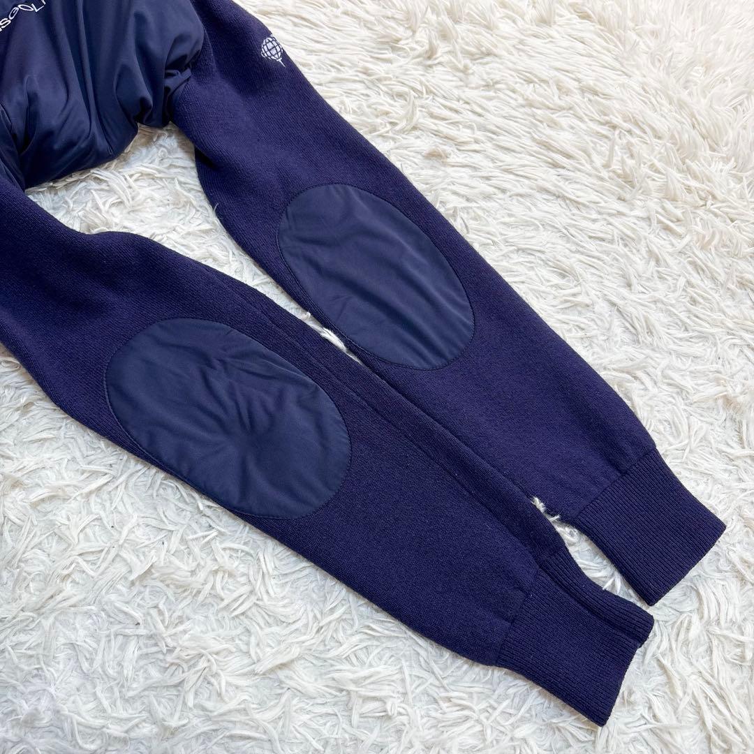 ビームスゴルフ　ニットジップ　ジャケット　シルク混　切替　中綿　ロゴ刺繍