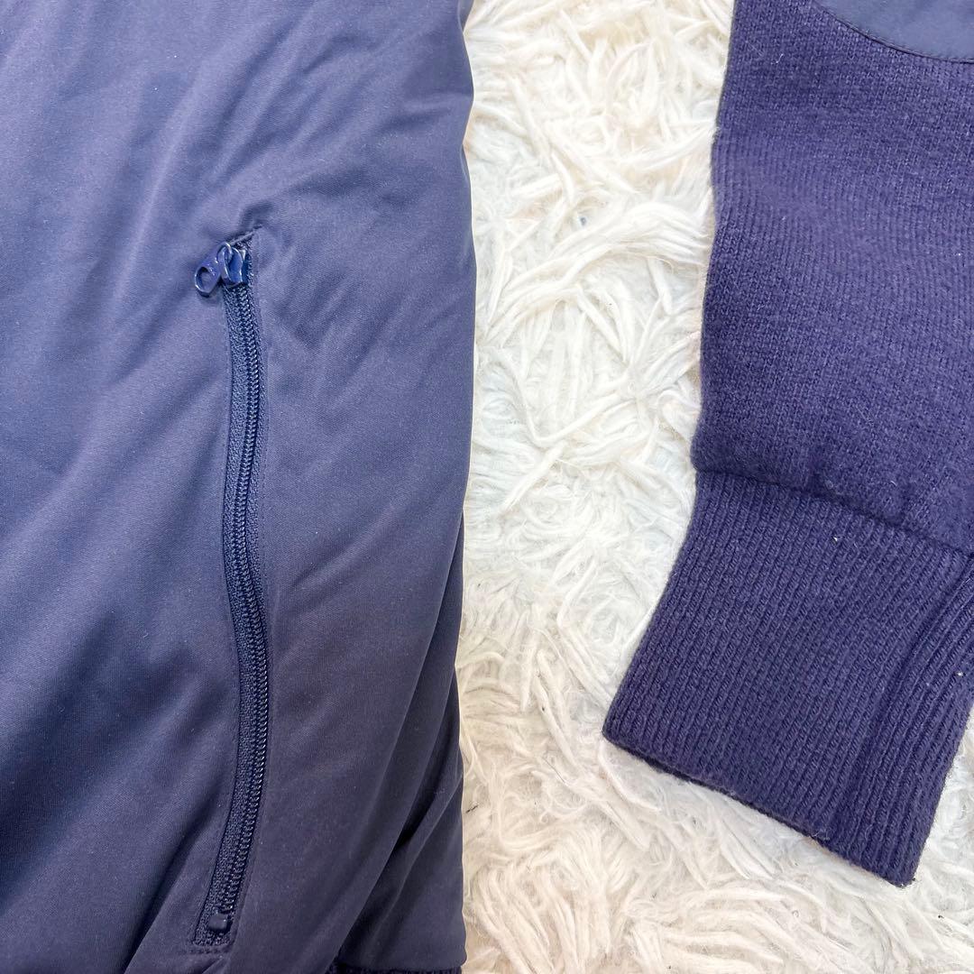 ビームスゴルフ　ニットジップ　ジャケット　シルク混　切替　中綿　ロゴ刺繍