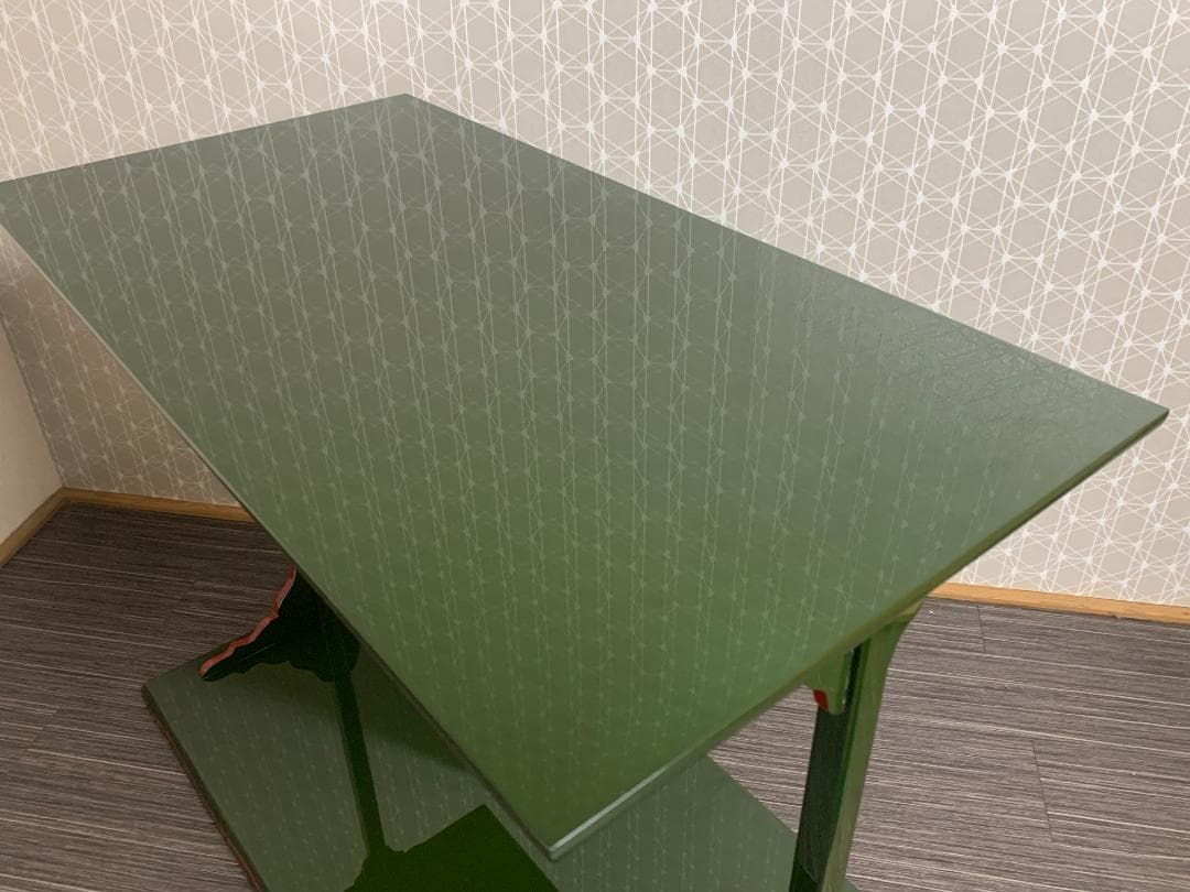 輪島塗 目白宗芳造 宗旦好 青漆紅爪 及台子 共箱 茶道具 水指棚 835