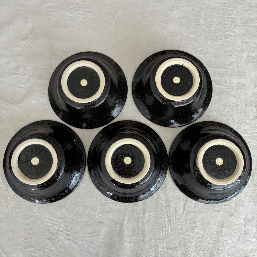 作家物 永見鴻人作 油滴天目 組鉢 中鉢 5客セット 骨董品 桐箱入り