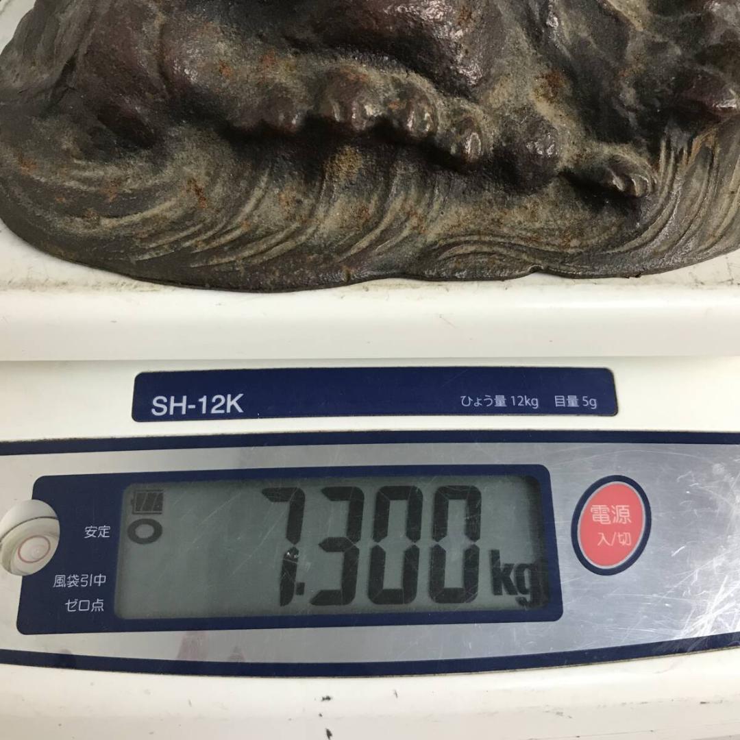 恵比須様と大鯛 七福神 置物 鉄製 7300g 恵比須 漁業神 鯛 えびす