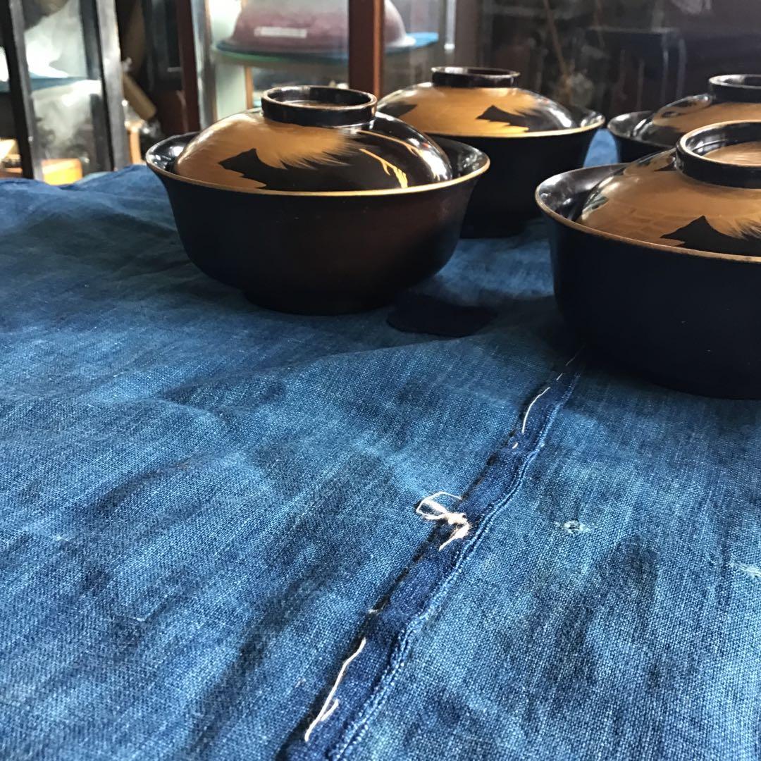 漆器 蓋付き椀 輪島塗　骨董　金蒔絵　鶴　7個セット