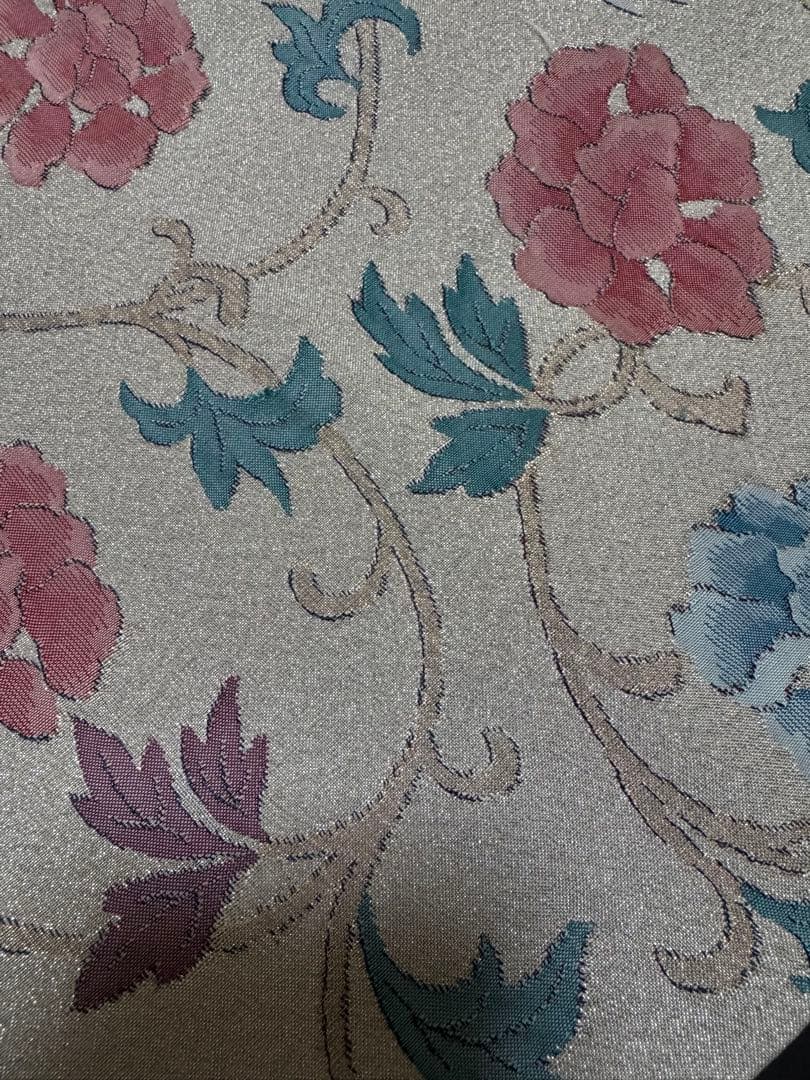 【銘品新品】西陣老舗機元「織昌みやび謹製」 「明綴れ」手織り「牡丹唐草文様」