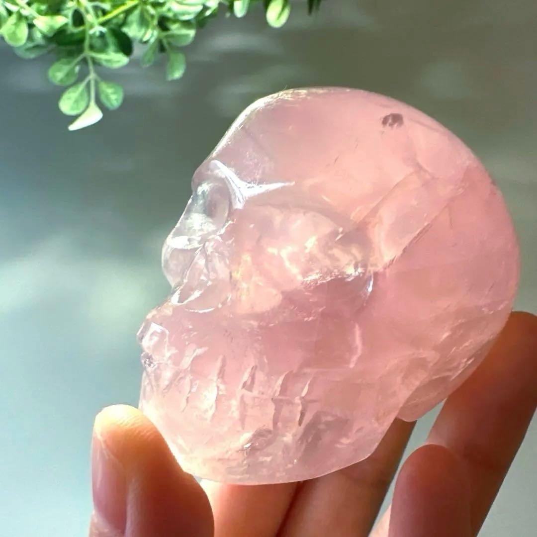ローズクォーツ　スカル　マダガスカル　濃いめ　ピンク　天然石