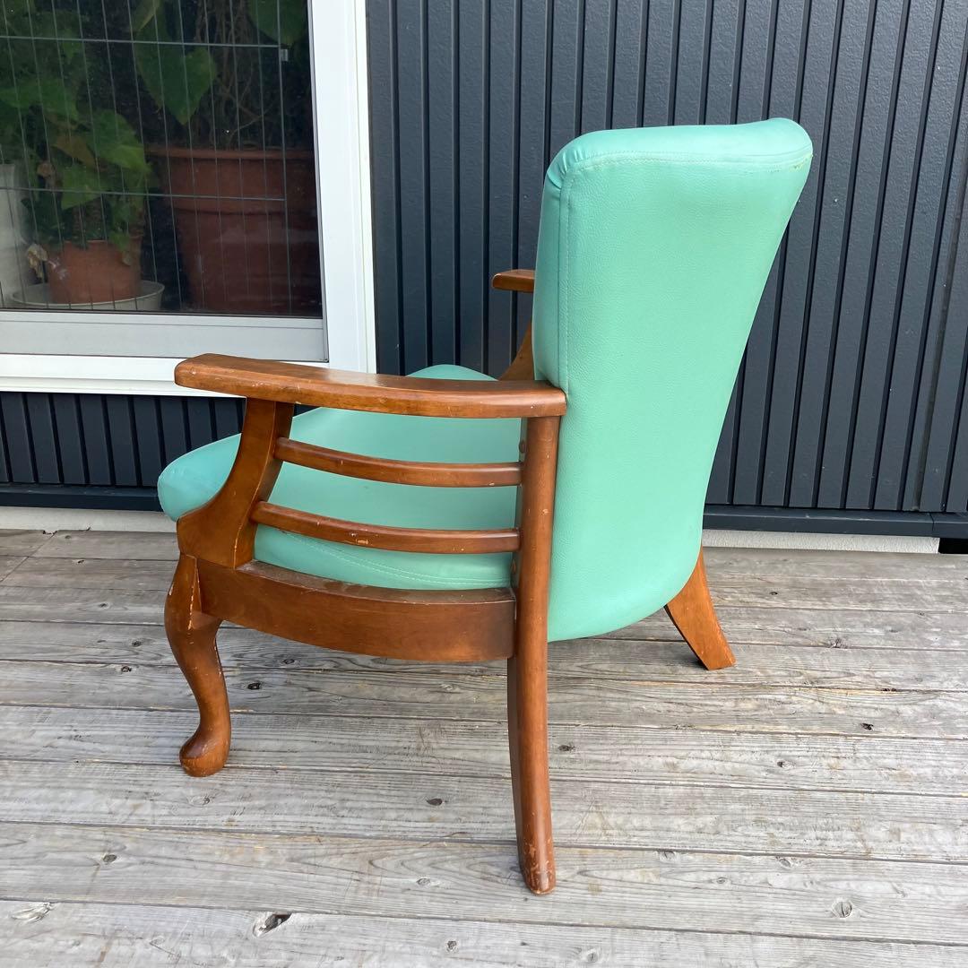 ① アンティーク 猫脚 木製 アームチェア 1人掛けソファ 古家具 ビンテージ